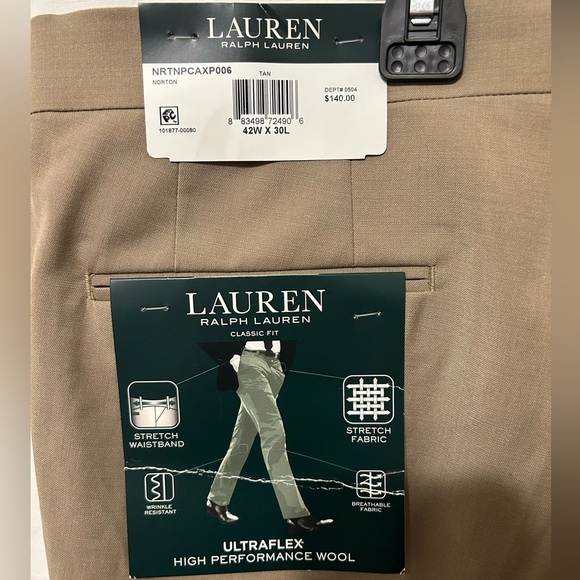 NWT Lauren Ralph Lauren Men’s UltraFlex Wool Dress Pants - Picture 5 of 7